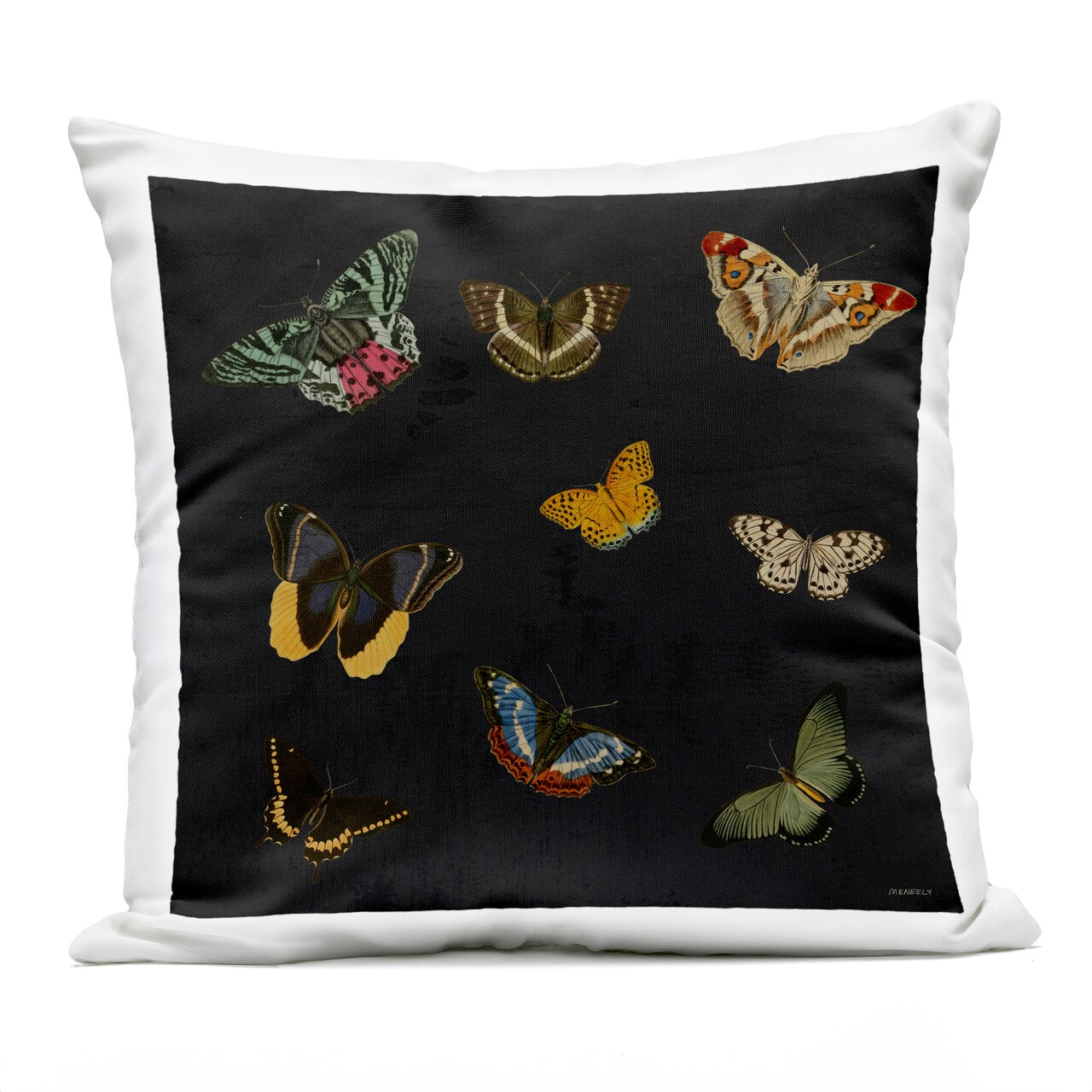Stupell Industries Vintage Butterflies on Black Outdoor Printed Pillow, design by Dan Meneely, 18 x 7 x 18